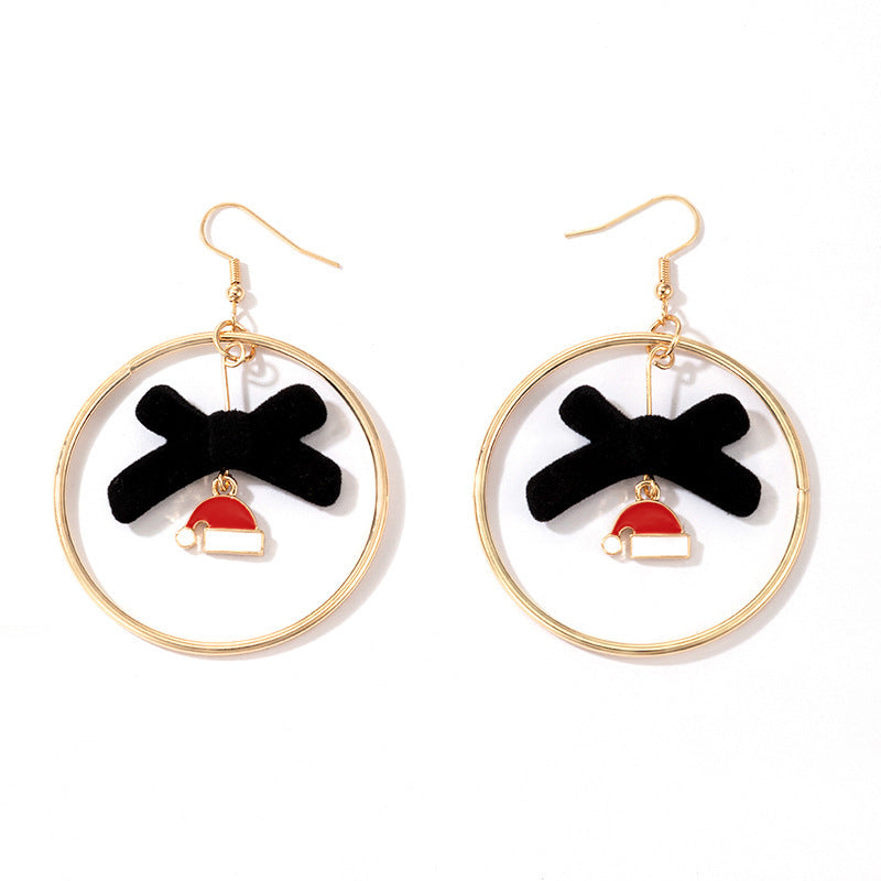 Wholesale Christmas Snowman Elk Candy Santa Claus Alloy Earrings